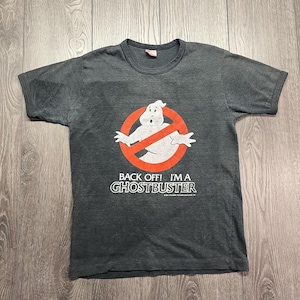 Vintage Ghost Busters 1980s Black T Shirt Medium Thin Rare Single Stitch Back Off 1984