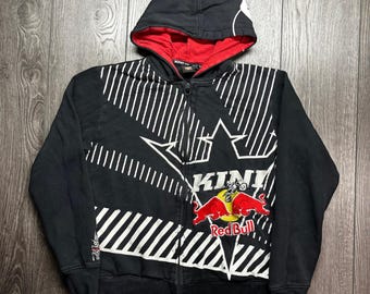 Sudadera con capucha y cremallera completa para hombre Kini Red Bull Racing, talla S, color negro, estilo motocross.