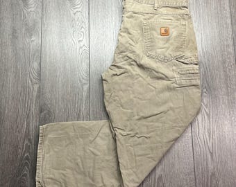 Vintage Carhartt Y2k Canvas Workwear Carpenter Hose 40 x 31 Braun Streetwear Distressed