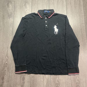 Vintage Polo Ralph Lauren Y2k Black Collared Rugby Long Sleeve