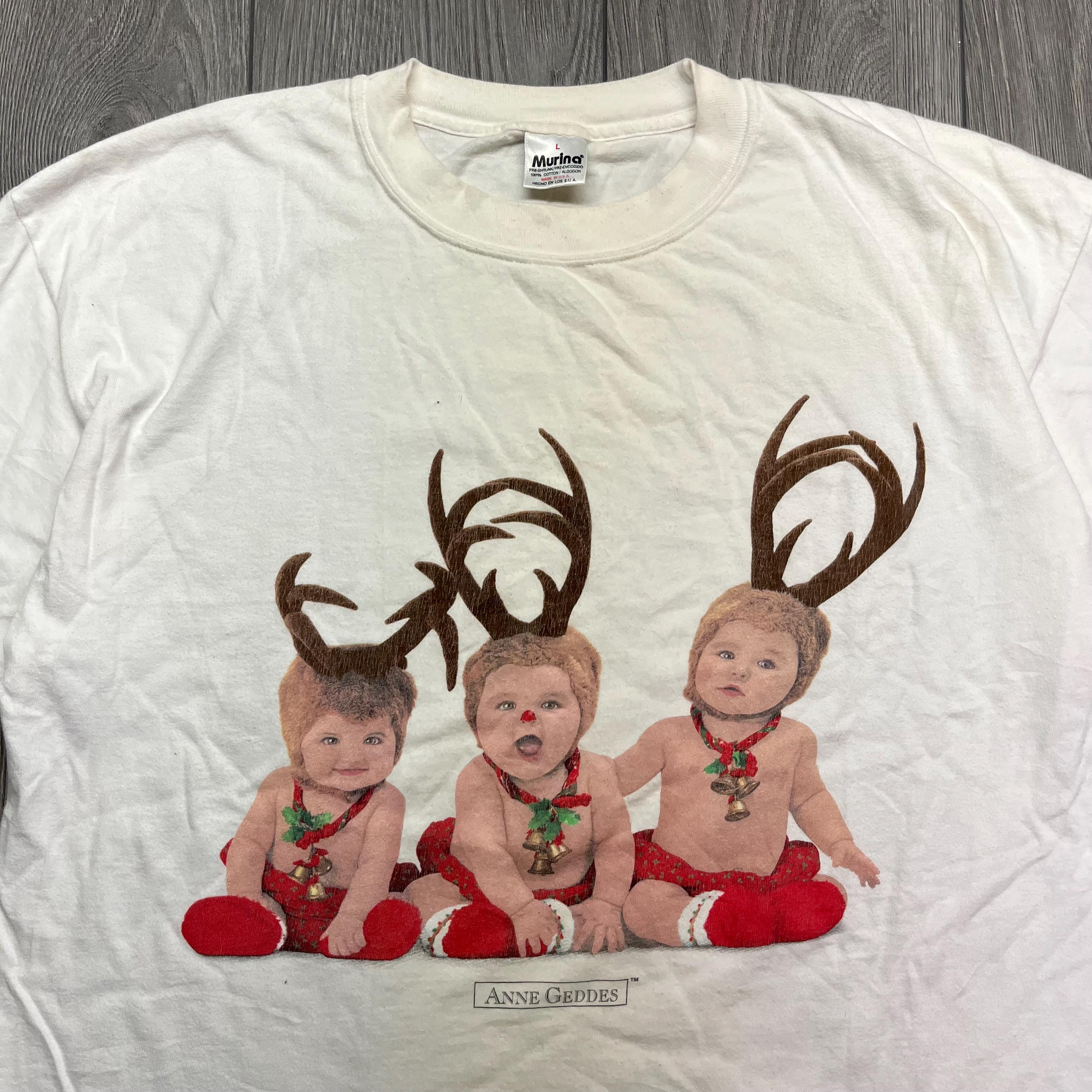 Vintage Anne Geddes Art 1990s Nature T Shirt White Graphic Cute 