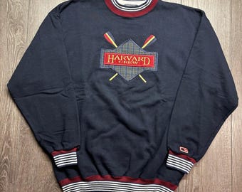 Vintage Havard Crew Ruder Sweatshirt Navy Blau XL Bestickt Ruder Efeu Prep