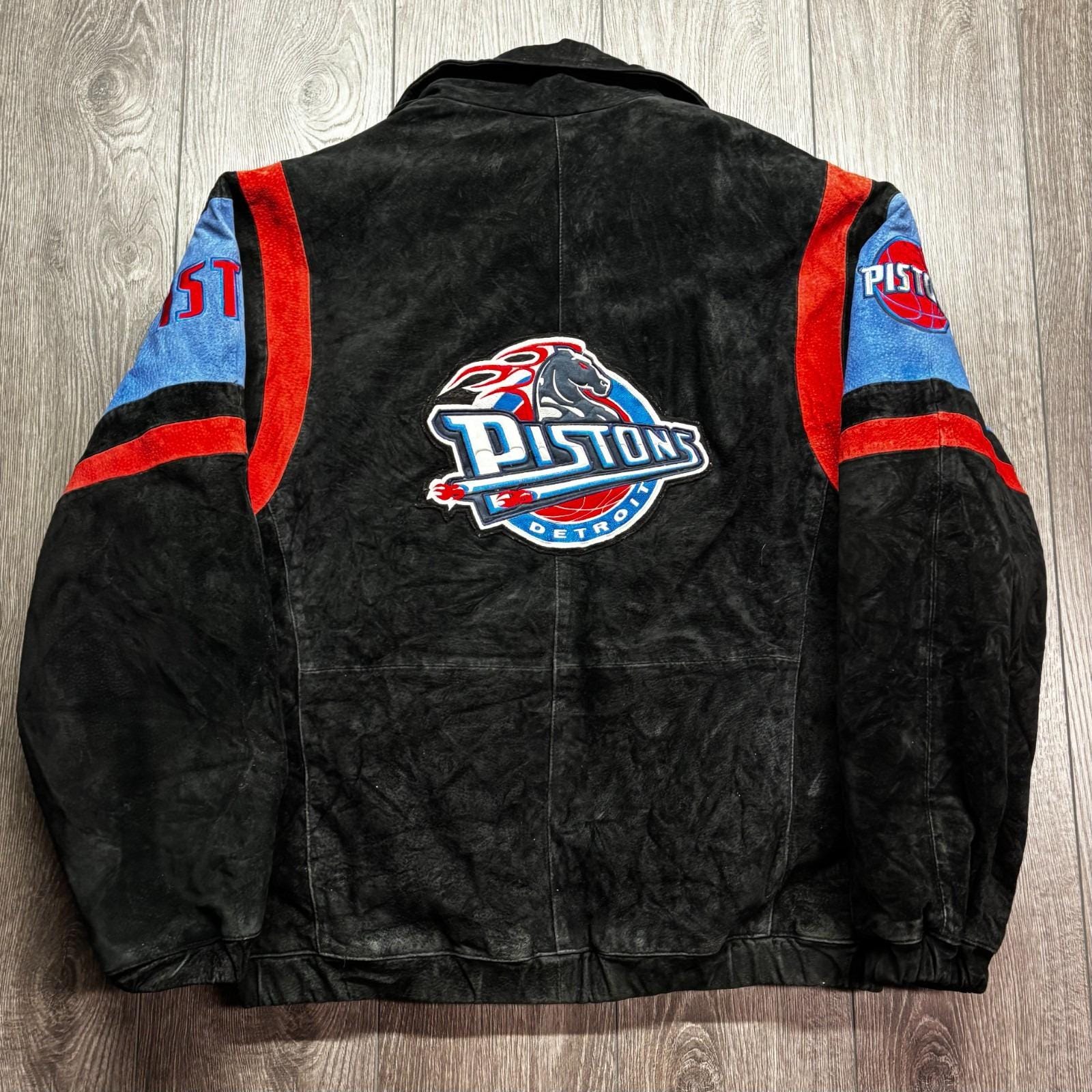 Vintage 90s Detroit Pistons G-III Carl Banks Black Suede Leather
