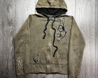 Volcom Stone Y2K-hoodie met rits dames medium olijfgroen geborduurde skater