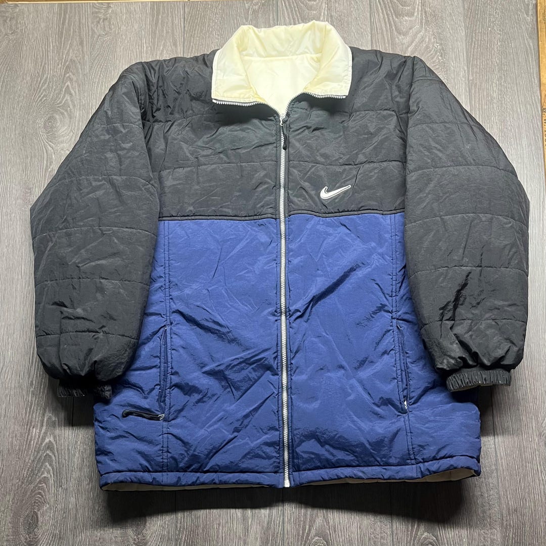 Giacca pesante reversibile vintage Nike anni '90, anni '90, bianca
