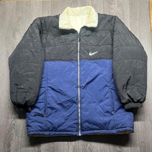 Vintage Nike 1990s Reversible Heavy Coat 1990s XL White Blue 