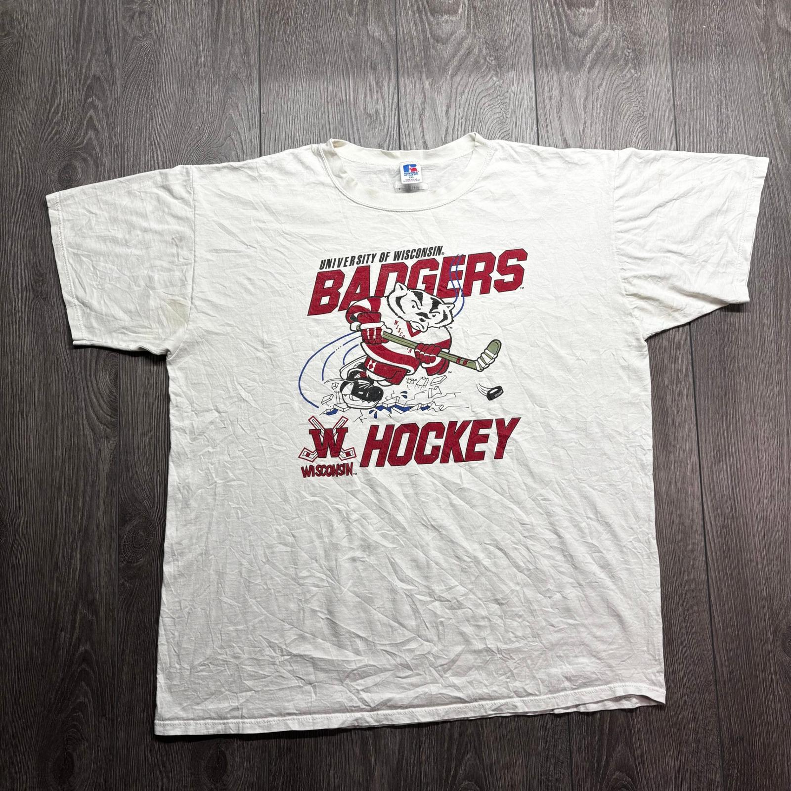 80s Champion フットボールTシャツ WISCONSIN HOCKEY