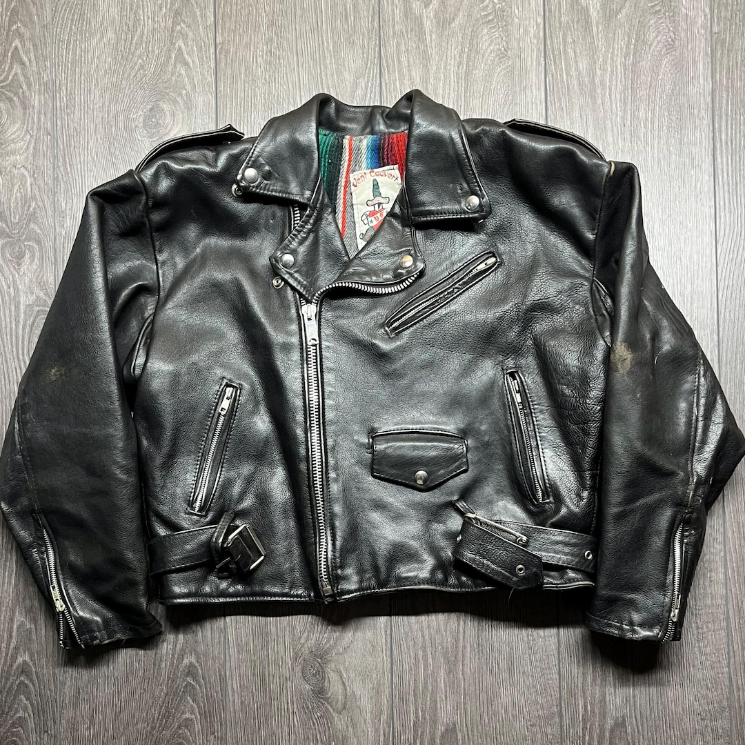 VENT COUVERT フライトレザージャケット Ventcouvert Vintage Motorcycle Leather Jacket Blanket Lined Black