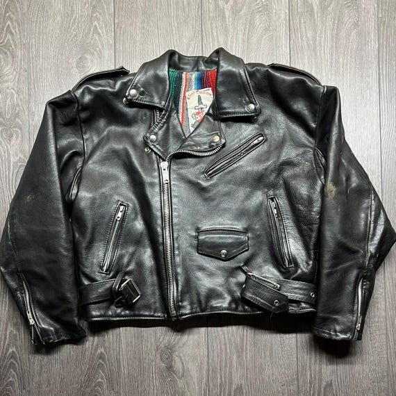 Ventcouvert Vintage Motorcycle Leather Jacket Blanket Lined Black