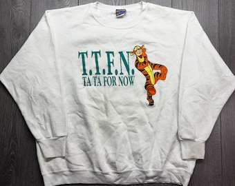 Vintage Tigger 1990s Ttfn Weiß Sweatshirt Xxl Disney Land World Retro Rare Pooh