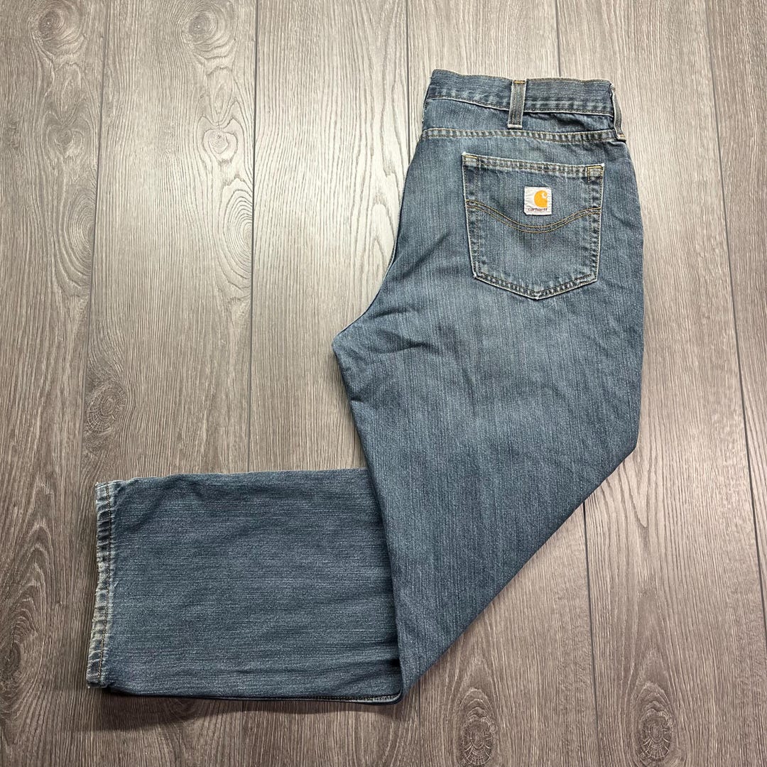 Vintage Carhartt Blue Denim Jeans Loose Fit 38 X 30 Painters