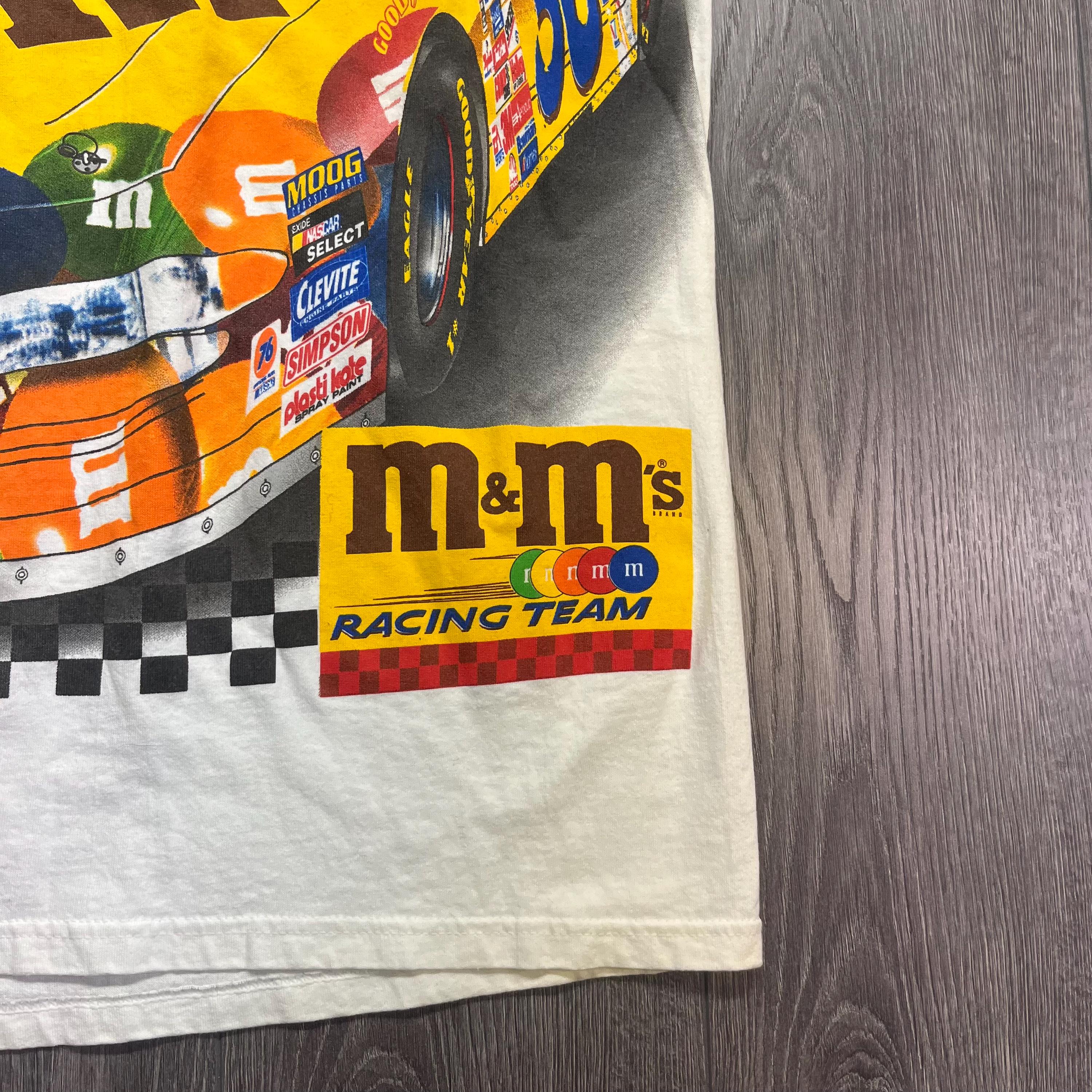 Vintage All Over Print Nascar M&M Ken Schrader T Shirt White