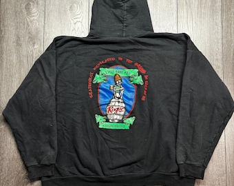 Vintage Rogue Dead Guy Ale Hoodie Black XL Oregon Brewed Skeleton Graphic