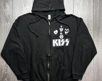Felpa con cappuccio da uomo KISS Alive 35 Tour, taglia XL, nera, con zip, 2009, Living Legends Band Rock