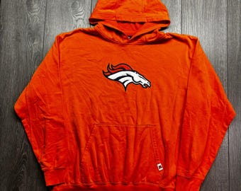 Denver Broncos NFL XL Team Apparel Orange Embroidered Logo Hoodie Mens