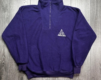 Beaver Canoe Vintage heren kleine paarse fleece pullover met kwartrits