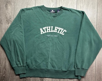 Bluza męska Vintage Gap Athletic Classic z okrągłym dekoltem w kolorze zielonym