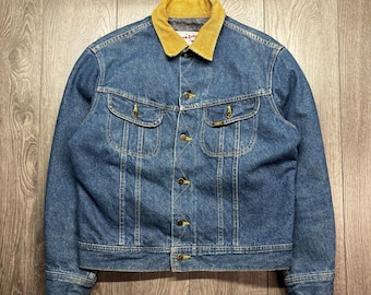 Vintage Lee Storm Rider Jacket 40 R Blue Denim Jean Blanket Lined USA Made