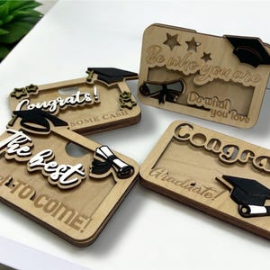 Porta tarjetas de regalo de graduación 2025, sobre de madera para tarjetas, porta billetes para graduados, idea de regalo para la generación de 2025, felicitaciones al graduado, regalo personalizado
