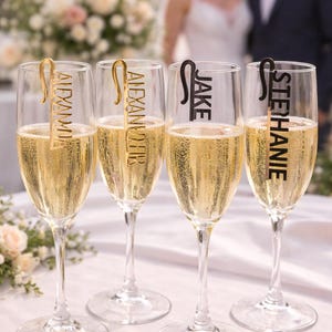 Personalized Acrylic Drink Charms, Custom Wedding Glass Tags, Party Place Card Alternative