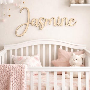 Targa personalizzata con nome in corsivo, decorazione da parete in legno per la cameretta, nome per culla da bambina