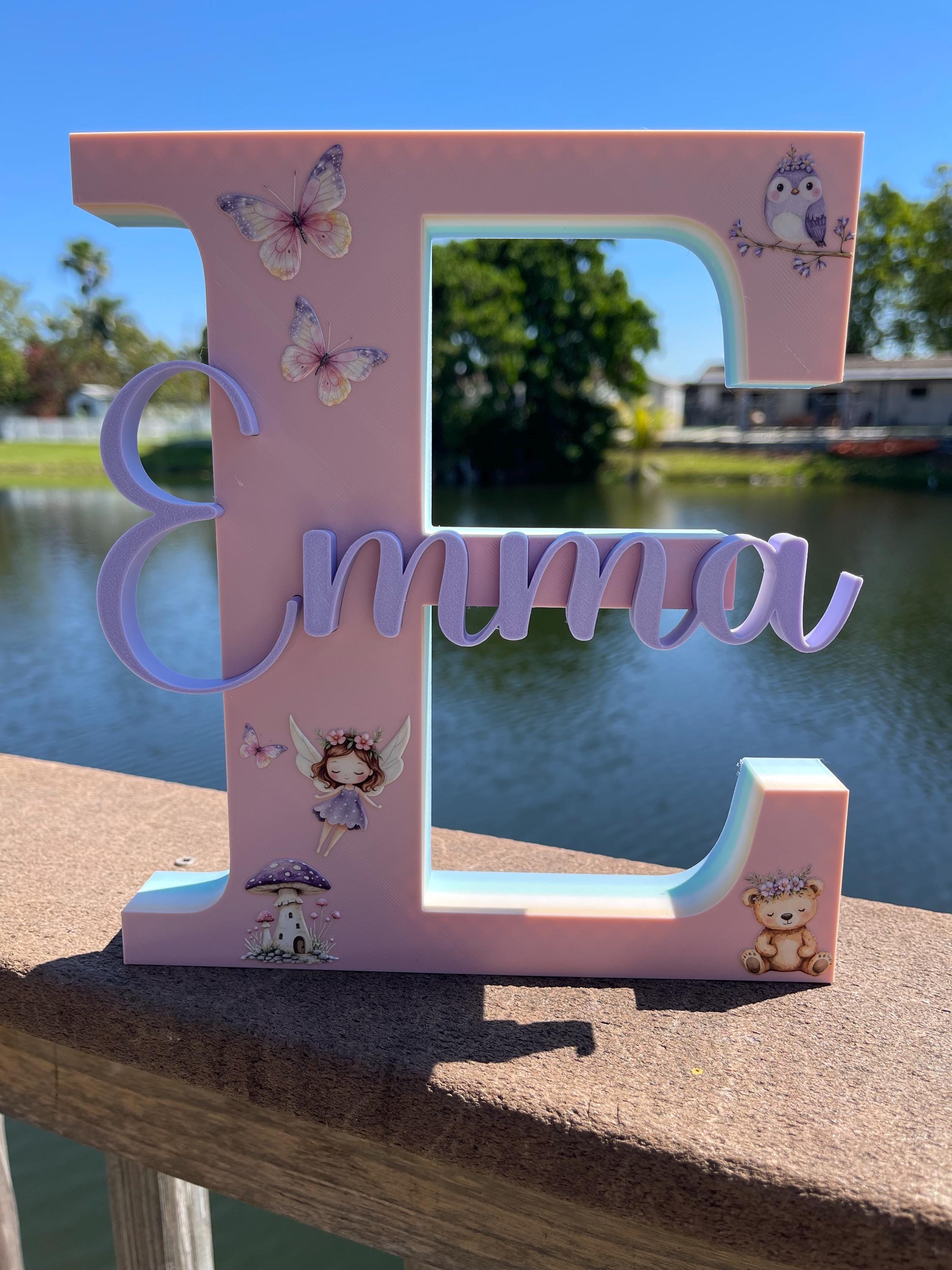 Personalized 3D Printed Name Letter Sign, Kids Room Decor, Freestanding ...