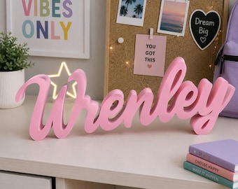 Personalized 3D Printed Name Sign | Custom Freestanding Name Decor for Nursery, Kids Room, Baby Shower Gift, Shelf Name Display