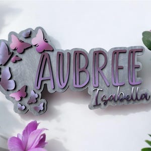 Butterfly Nursery Name Sign: Layered Wood, Custom Baby Name