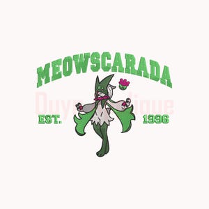 Meowscarada embroidery design, Pokemon embroidery design, Cartoon embroidery sweatshirt design. 6 sizes, 10 Formats. EMB file available.