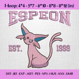 Espeon Stickdatei, Stickdatei Pokemon, Stickdatei für Comicfiguren, Evoli Evolution, Stickdatei EMB