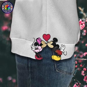 Cartoon Valentine Side Bow Sweatshirt Applique Design, Couples Embroidery, Lover Embroidery Design, Happy Valentines Day Applique Embroidery