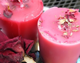 Red Hot Love Ritual Candles -  2 Loaded Herbal Soy Blend Votives