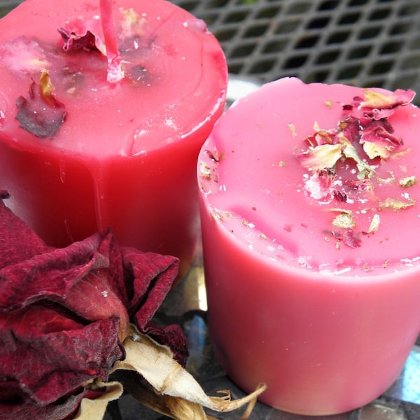 Red Hot Love Ritual Candles -  2 Loaded Herbal Soy Blend Votives