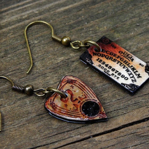 Mini Classic Ouija Board Dangle Earrings Wiccan Pagan Goth