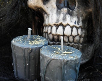 Black Cloak of Protection Ritual Candles -  2 Loaded Herbal Soy Blend Votives