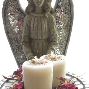 All Saints and Angels White Ritual Candles -  2 Loaded Herbal Votives Angelic Spiritual Protection & Guidance