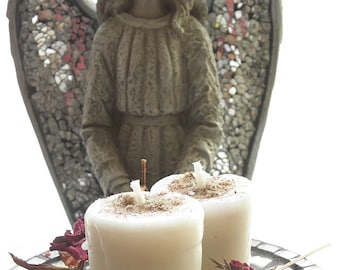 Angelic Schutz Weiße Votivkerzen - Handgefertigtes Kräuterritual, 2er-Set