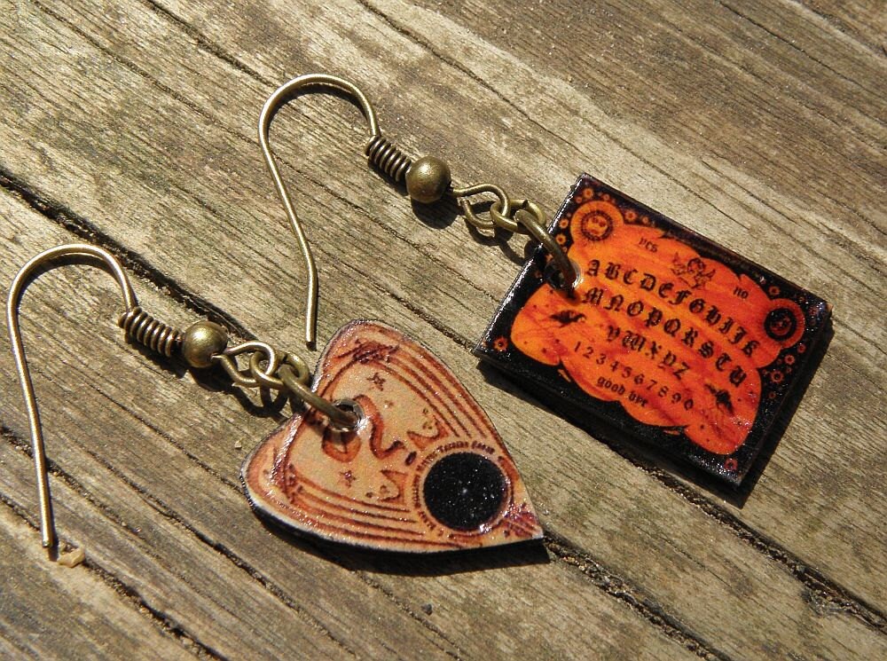 Mini Vintage Ouija Board V11 Dangle Earrings Wiccan Pagan Goth