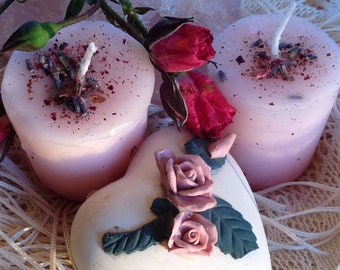 Sweet Love Pink Ritual Candles -  2 Loaded Herbal Soy Blend Votives