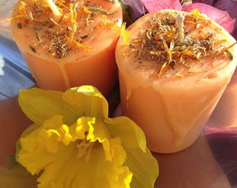 Lift Me Up Ritual Candles - Two (2) Orange Happiness Votives Soy Blend