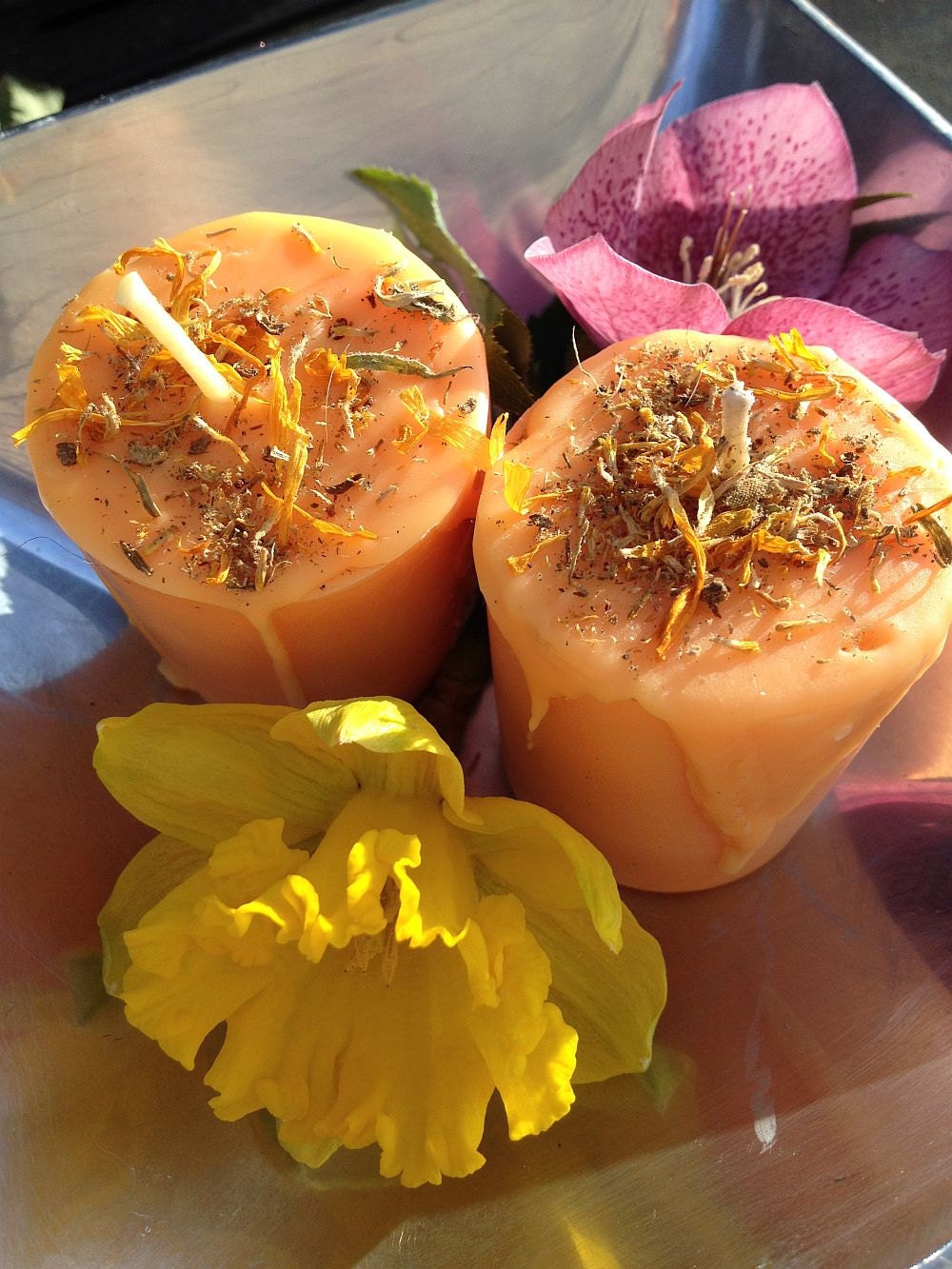 Lift Me up Ritual Candles Two 2 Orange Happiness Votives | Etsy