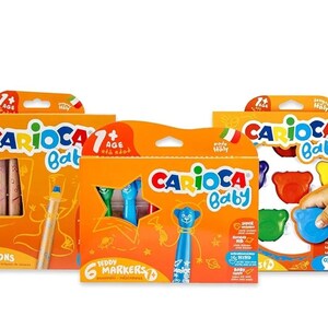 CARIOCA Set Baby 1+ | Set Colori con Pennarelli Super Lavabili, Pastelli a Cera Colorati e Matitoni per Bambini dai 12 Mesi, 22 Pezzi