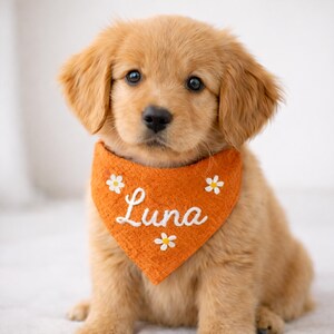 Bandana personalizzata per cani, sciarpa personalizzata con il nome del cucciolo, bandana floreale primaverile per animali domestici, bavaglino carino per cani di piccola taglia, regalo di Pasqua per cani, accessori per cuccioli immagine 4