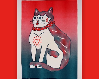 Big Cat A3 risograaf muurkunst