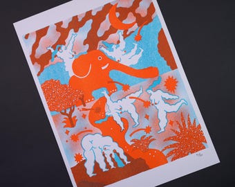 Girl Playground A4 Risograph Wall Art