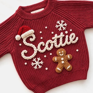 Personalized Christmas Sweater for Baby & Kids — Handmade Embroidered Holiday Sweater