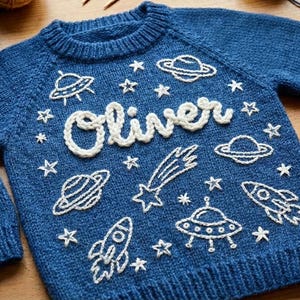 Baby sweater with name: Embroidered Baby Boy Gift