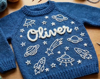 Baby sweater with name: Embroidered Baby Boy Gift