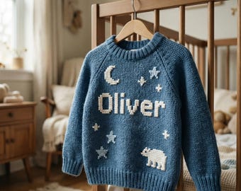 Personalized Sweater, Baby Name Jumper, Custom Embroidered Sweater, Toddler Knit Sweatshirt