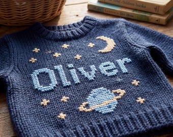Hand-Embroidered Personalized Baby Sweater: Custom Name Gift